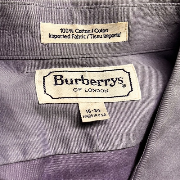 Vintage Burberrys of London Men 16-34 Blue Cotton French Cuff Dress Shirt USA - Picture 4 of 4